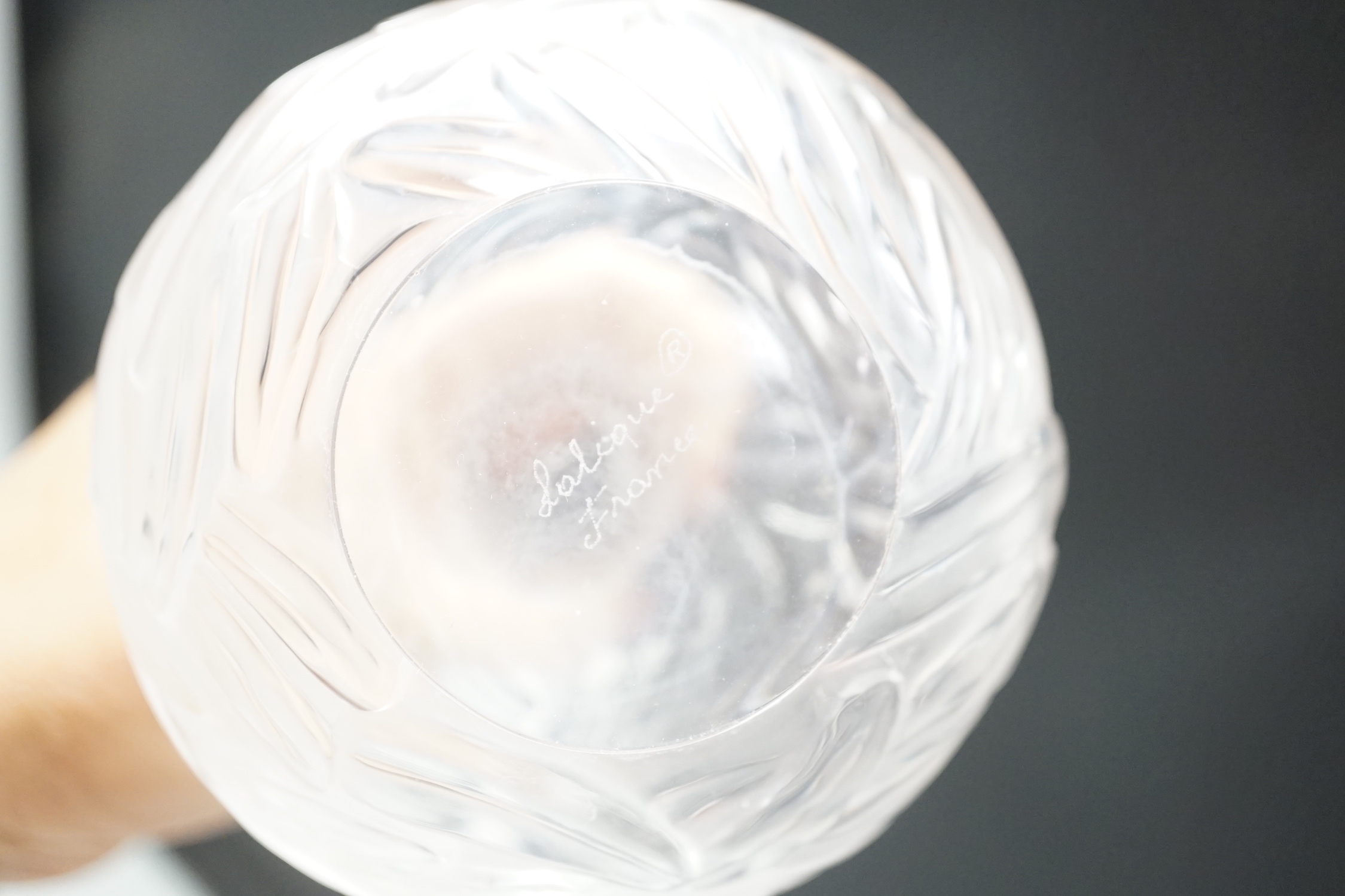 A Lalique 'Nemours' bowl, 25cm diameter and a Lalique vase, 13cm high (2)